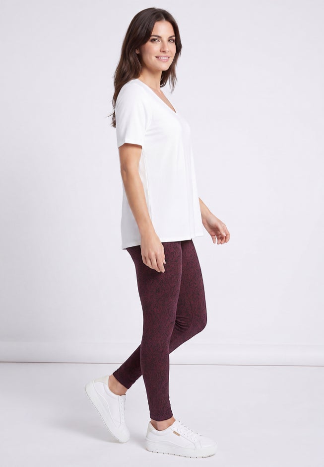Cotton Spandex Elastic Waist Full Length Leggings image number 2