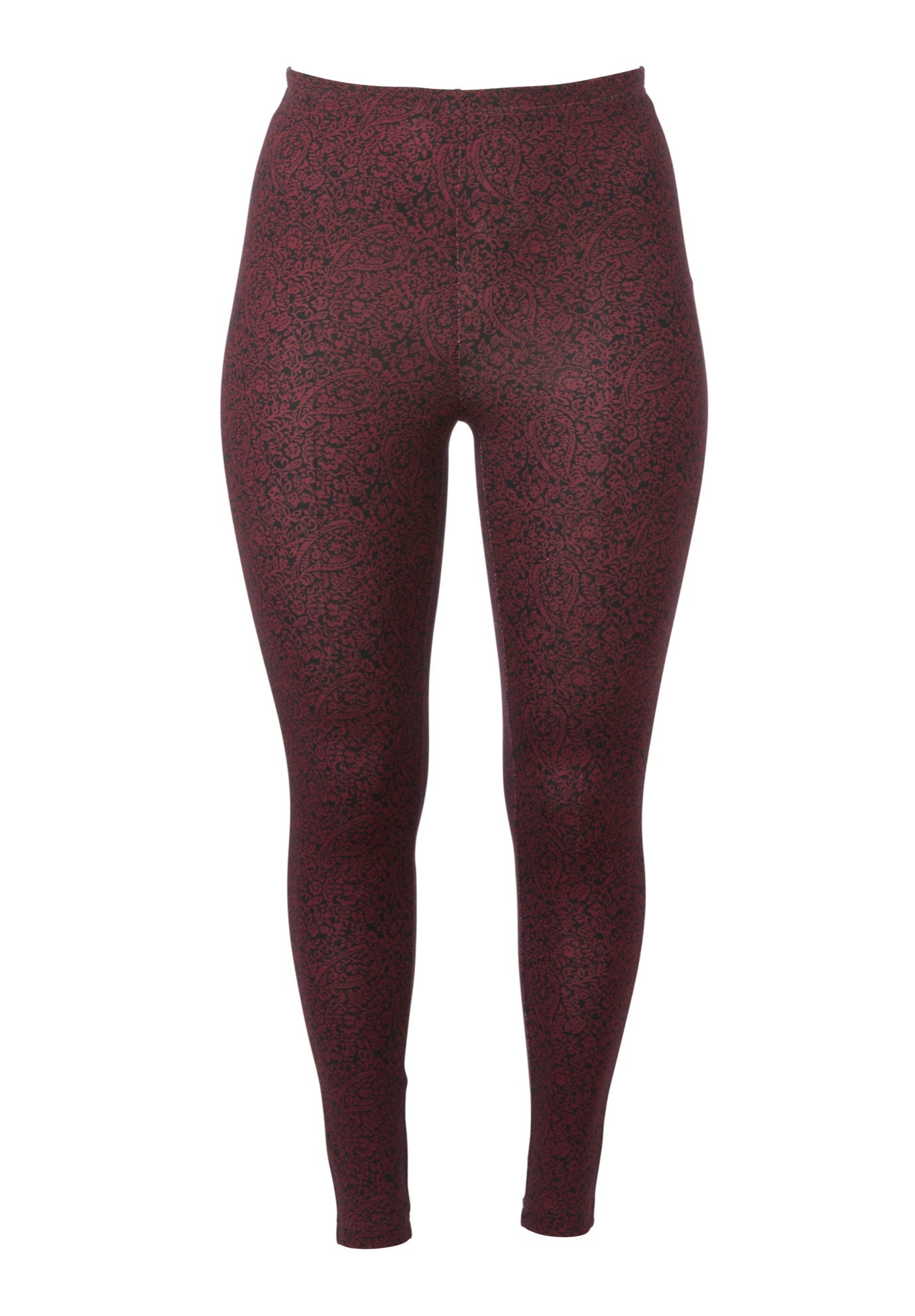 Cotton Spandex Elastic Waist Full Length Leggings image number 3