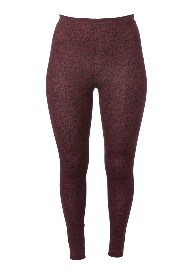 Cotton Spandex Elastic Waist Full Length Leggings image number 3