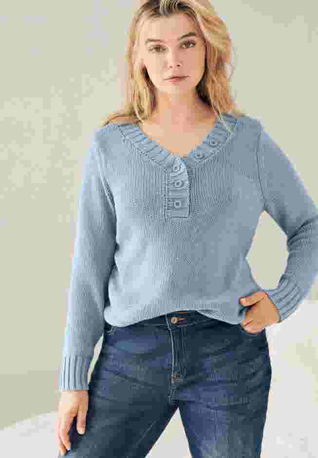 Button Y-neck Sweater image number 0
