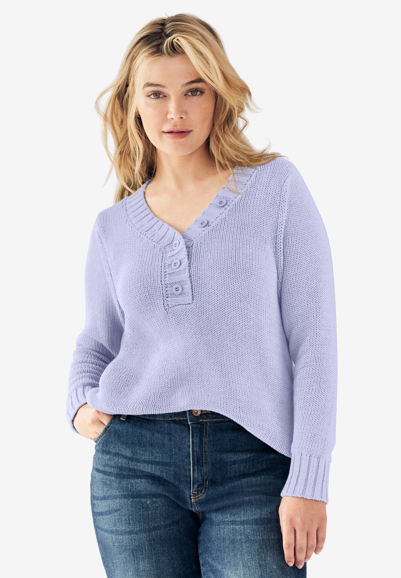 Button Y-neck Sweater image number 0