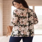 A-Line Long Sleeve Peasant Tunic with Tie-Neck Keyhole Neckline image number null