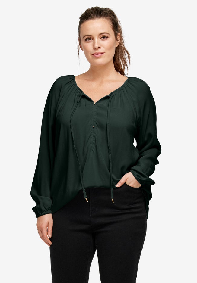 Tie Neck Peasant Tunic image number 0