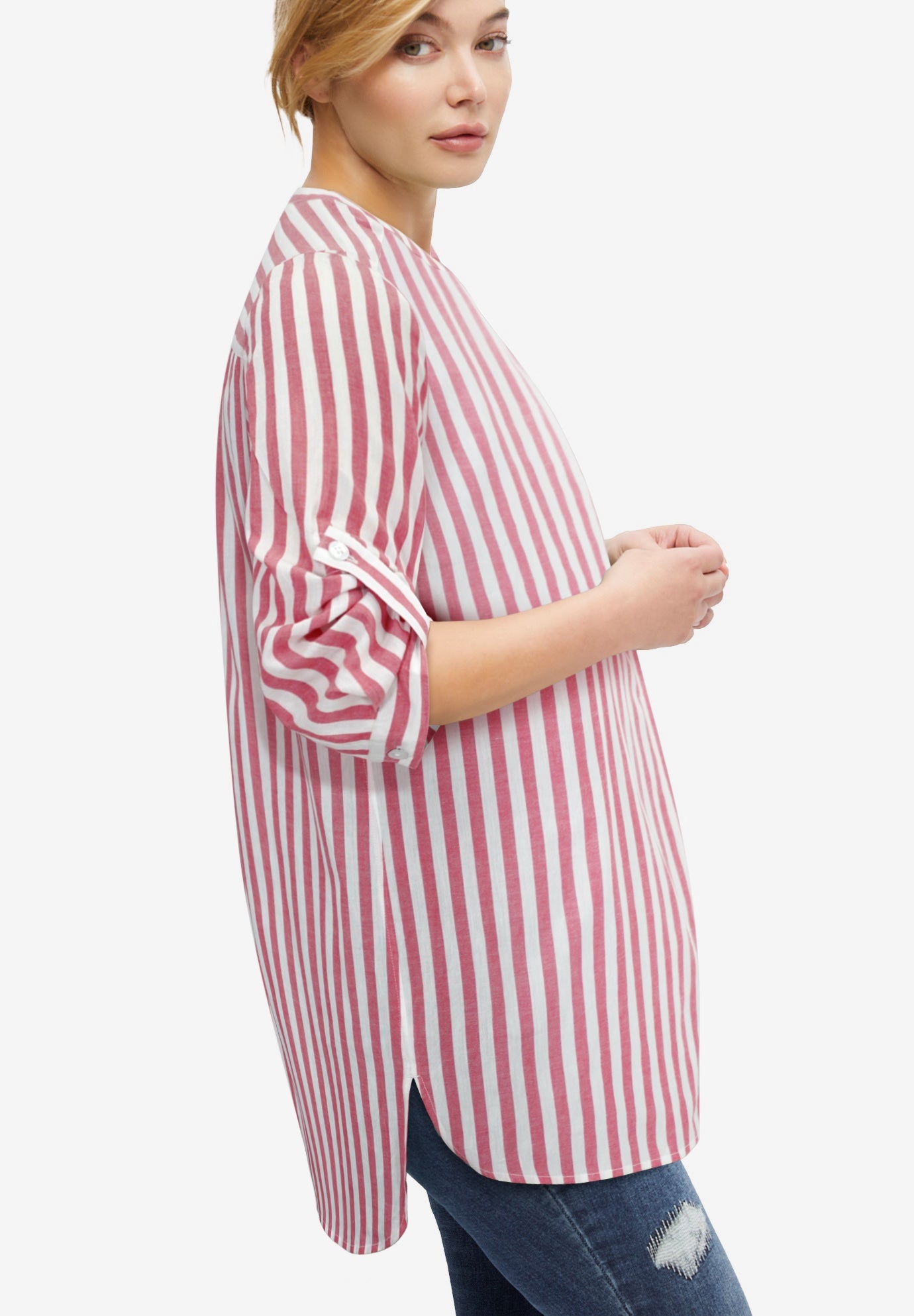 Breezy Cotton Henley Tunic image number 1