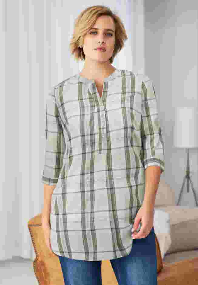 Breezy Cotton Henley Tunic image number 0