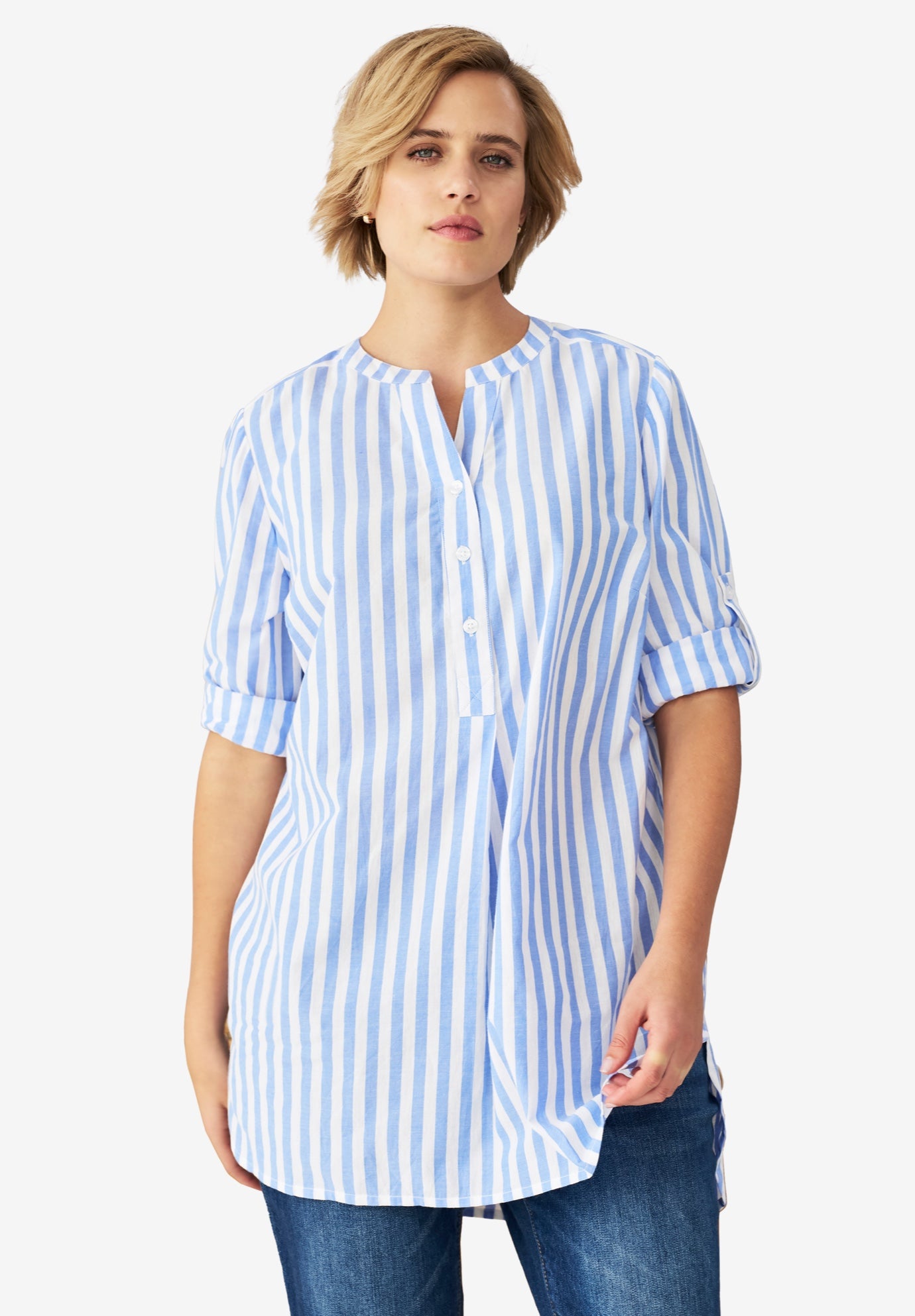 Breezy Cotton Henley Tunic image number 0