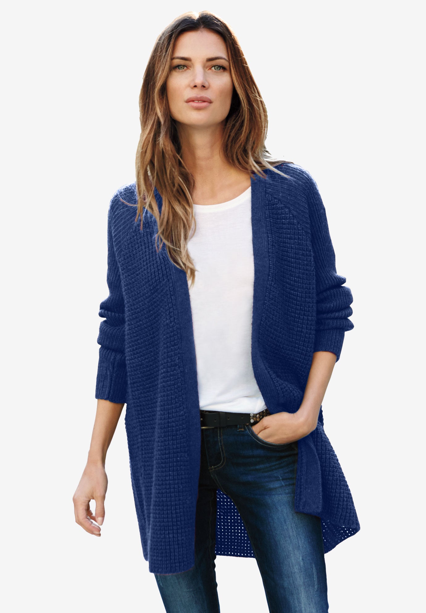 Open Front Waffle Cardigan image number 0