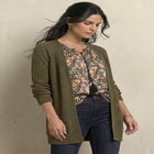 Open Front Long Ribbed Sleeve Waffle Cardigan image number 0