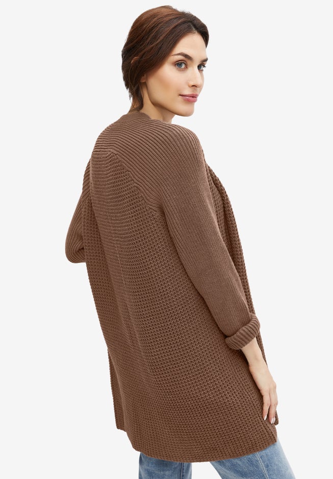 Open Front Waffle Cardigan image number 1