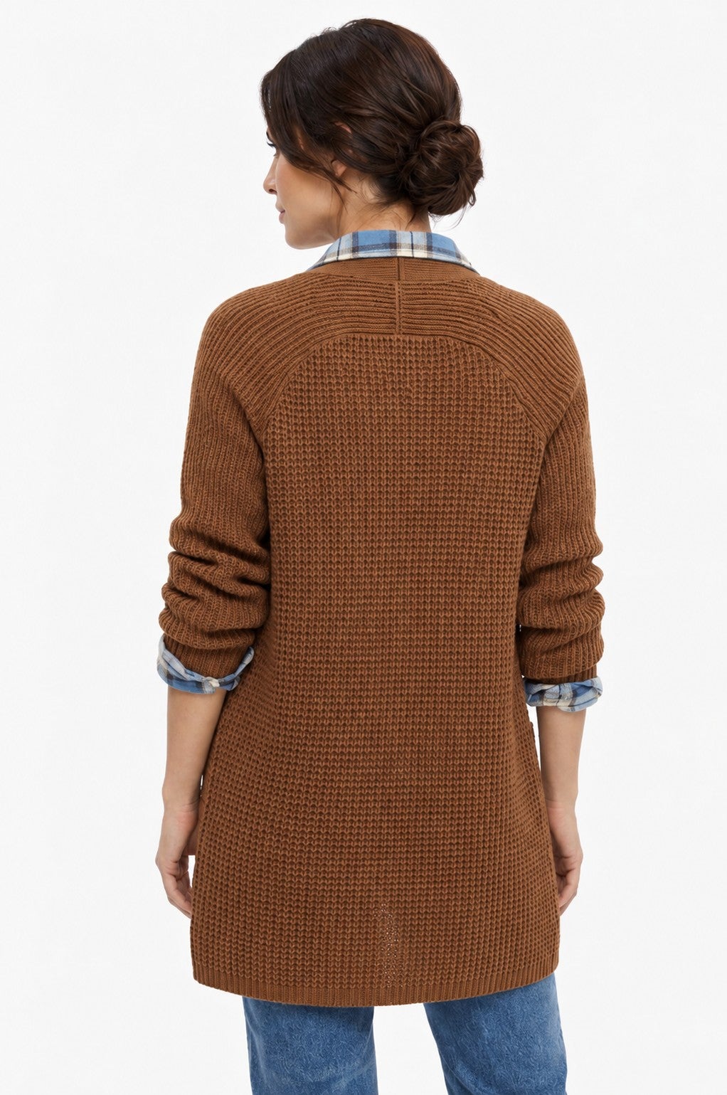 Soft Waffle-Knit Long Cardigan image number 1