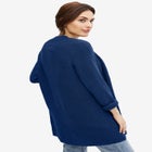 Open Front Long Ribbed Sleeve Waffle Cardigan image number null