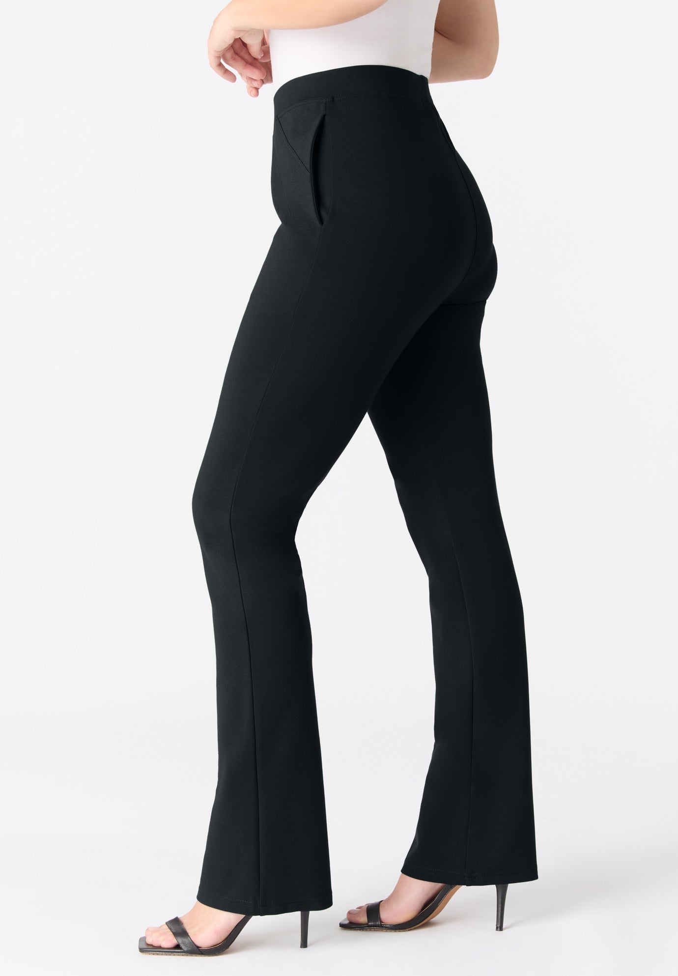 Plus Size Ponte Bootcut Pant with Pockets and Pull on elastic waist image number 1