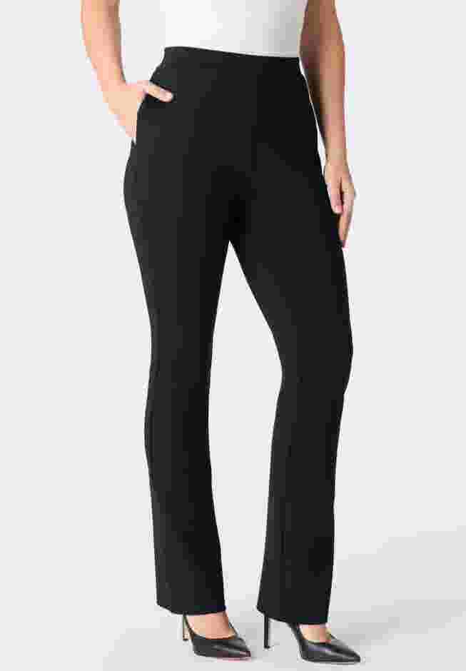 Plus Size Ponte Bootcut Pant with Pockets and Pull on elastic waist image number 2