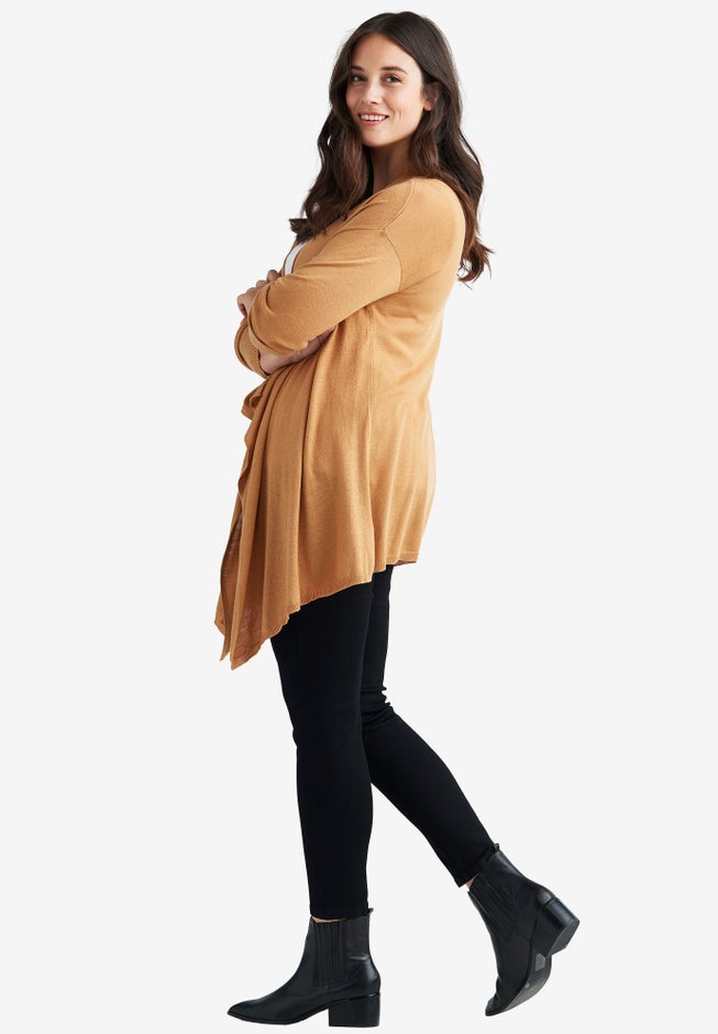 Draped Open Front Cardigan image number 2