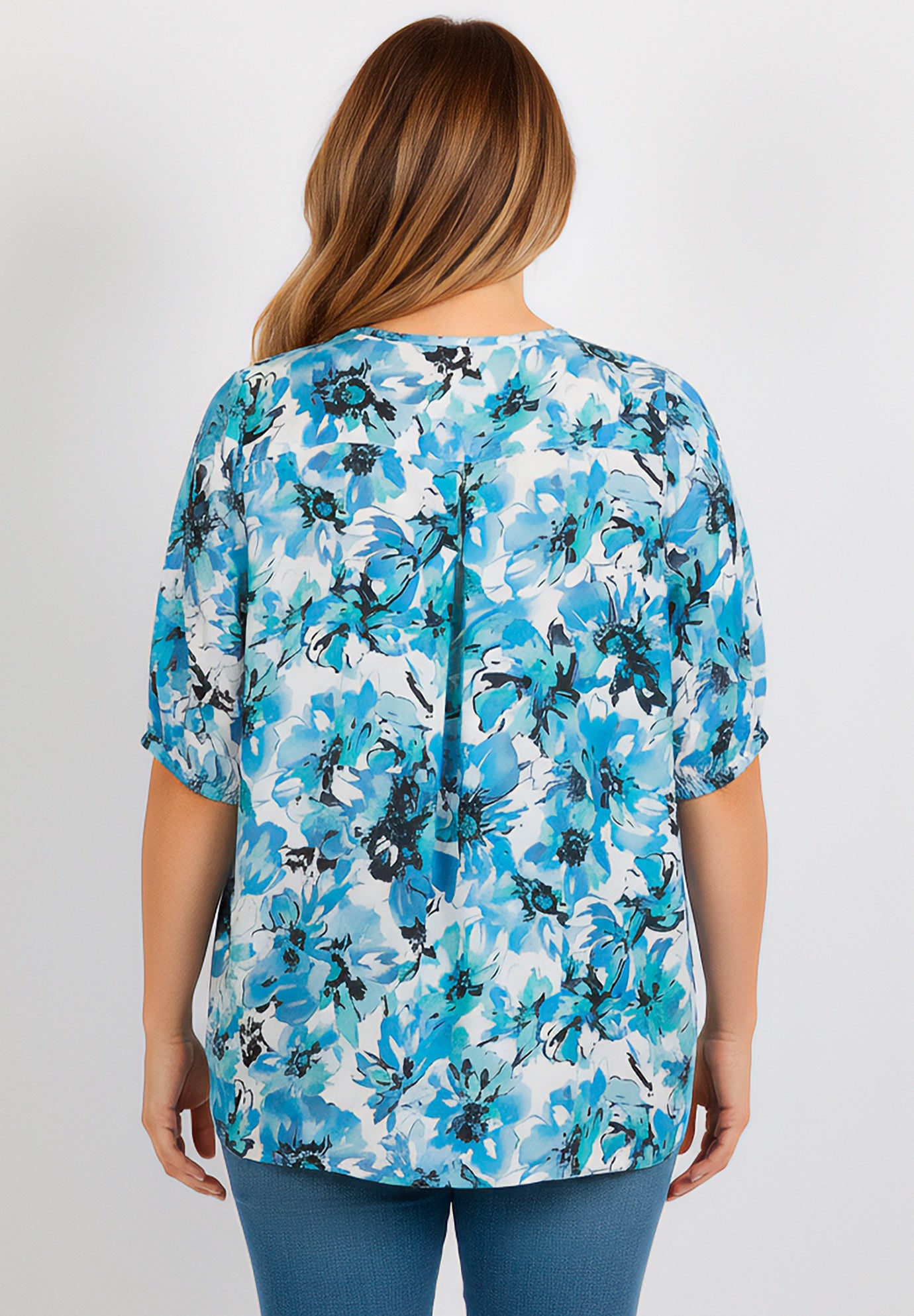 Printed Y-Neck Georgette Top image number 1