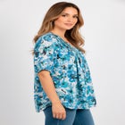 Printed Y-Neck Georgette Top image number null