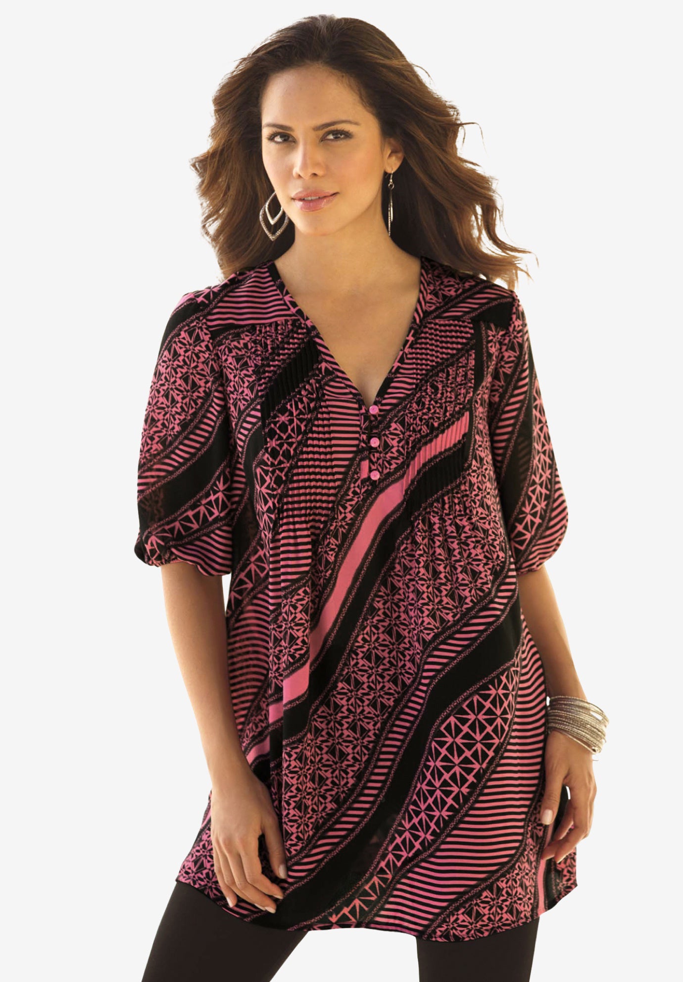 Printed Y-Neck Georgette Top image number 0