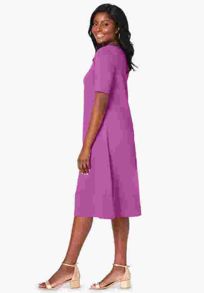 Stretch Cotton Square Neck Midi Dress image number 2