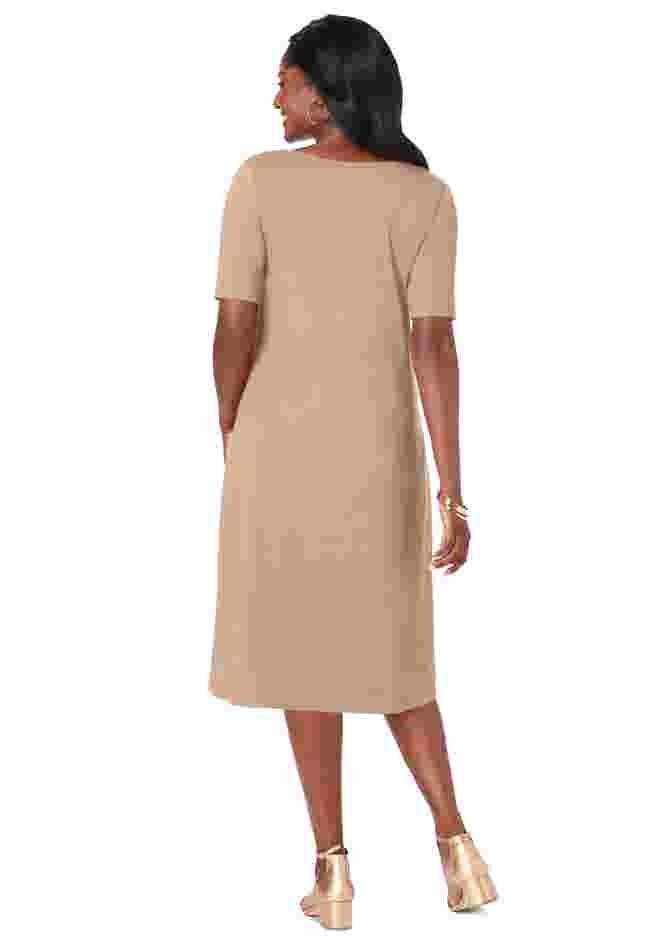 Stretch Cotton Square Neck Midi Dress image number 1