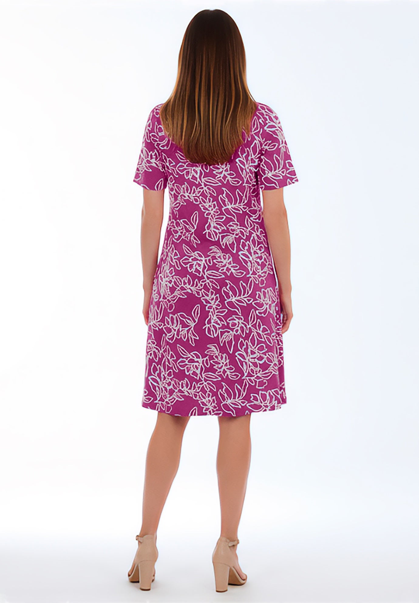 Stretch Cotton Square Neck Midi Dress image number 1