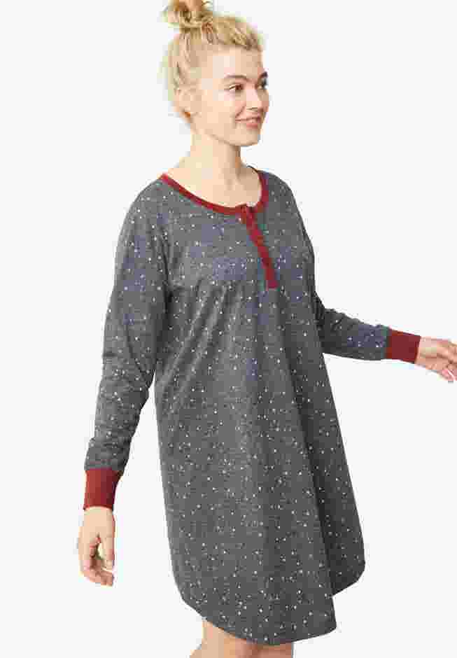 Long Sleeve Henley Sleepshirt image number 0