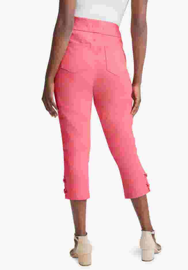 Comfort Waist Stretch Denim Lace-Up Capri image number 4