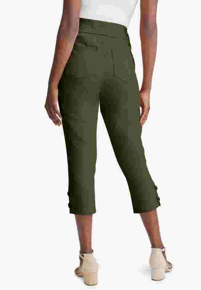 Comfort Waist Stretch Denim Lace-Up Capri image number 1