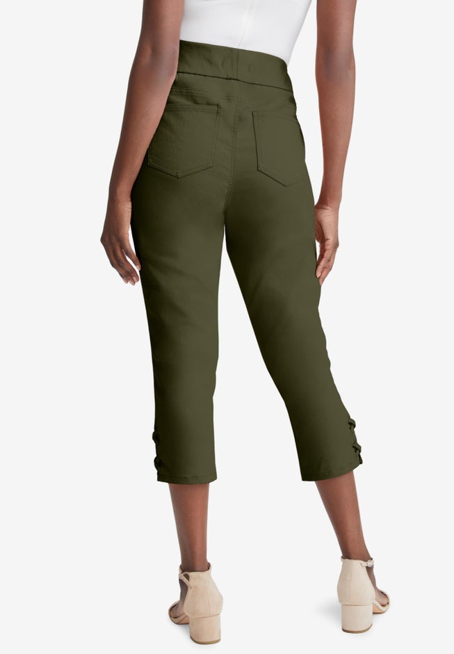 Comfort Waist Stretch Denim Lace-Up Capri image number 1