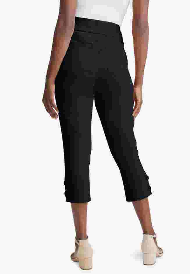 Comfort Waist Stretch Denim Lace-Up Capri image number 1