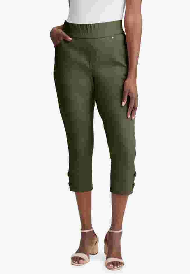 Comfort Waist Stretch Denim Lace-Up Capri image number 0