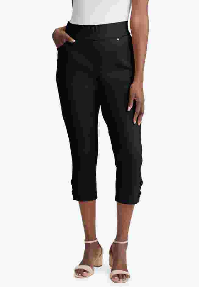 Comfort Waist Stretch Denim Lace-Up Capri image number 0