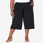 Wide-Leg Crop Crepe Pants image number null