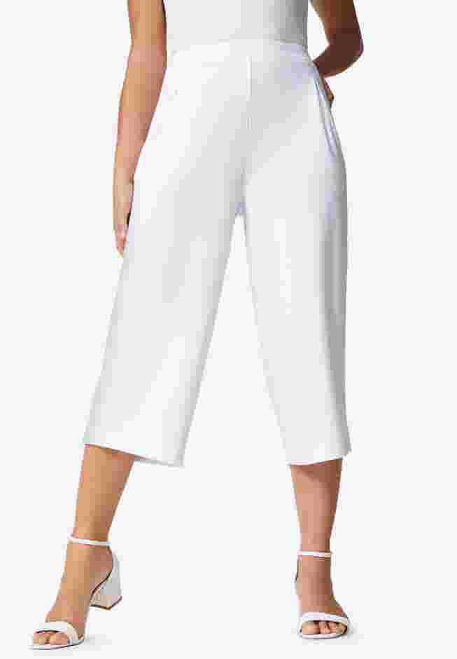 Wide-Leg Crop Crepe Pants image number 0
