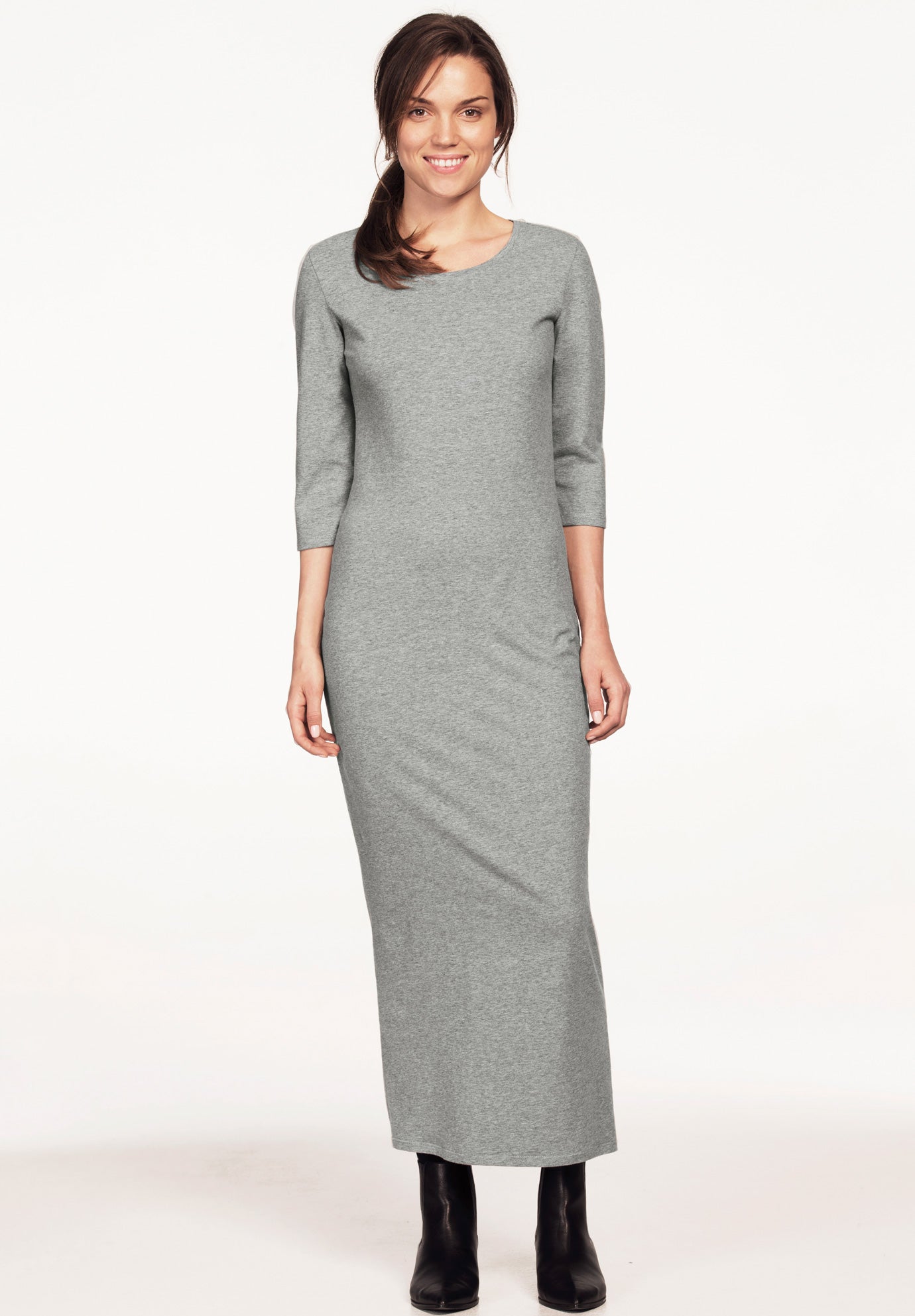 Three-Quarter Sleeve Knit Maxi Dress image number 0