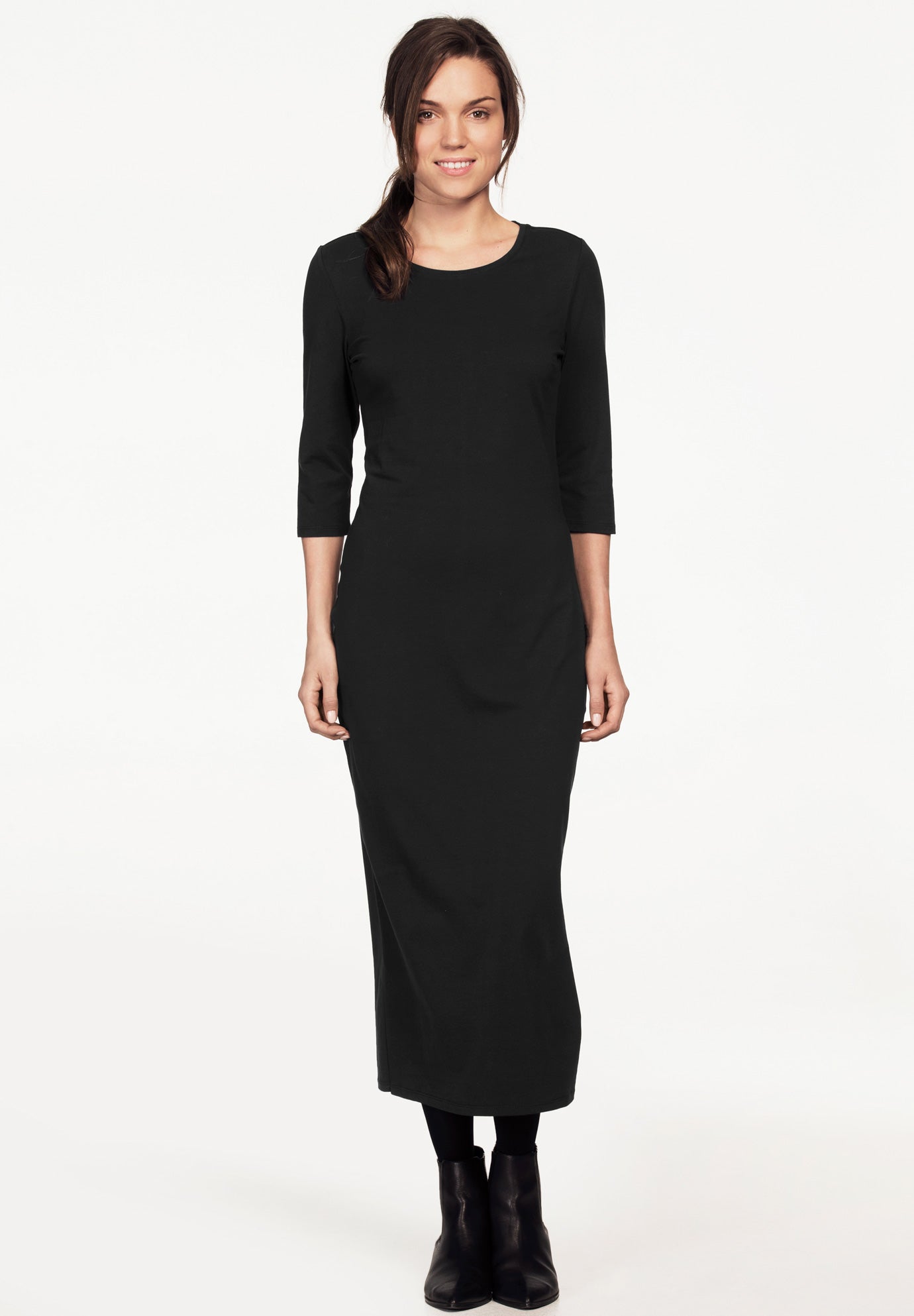 Three-Quarter Sleeve Knit Maxi Dress image number 0