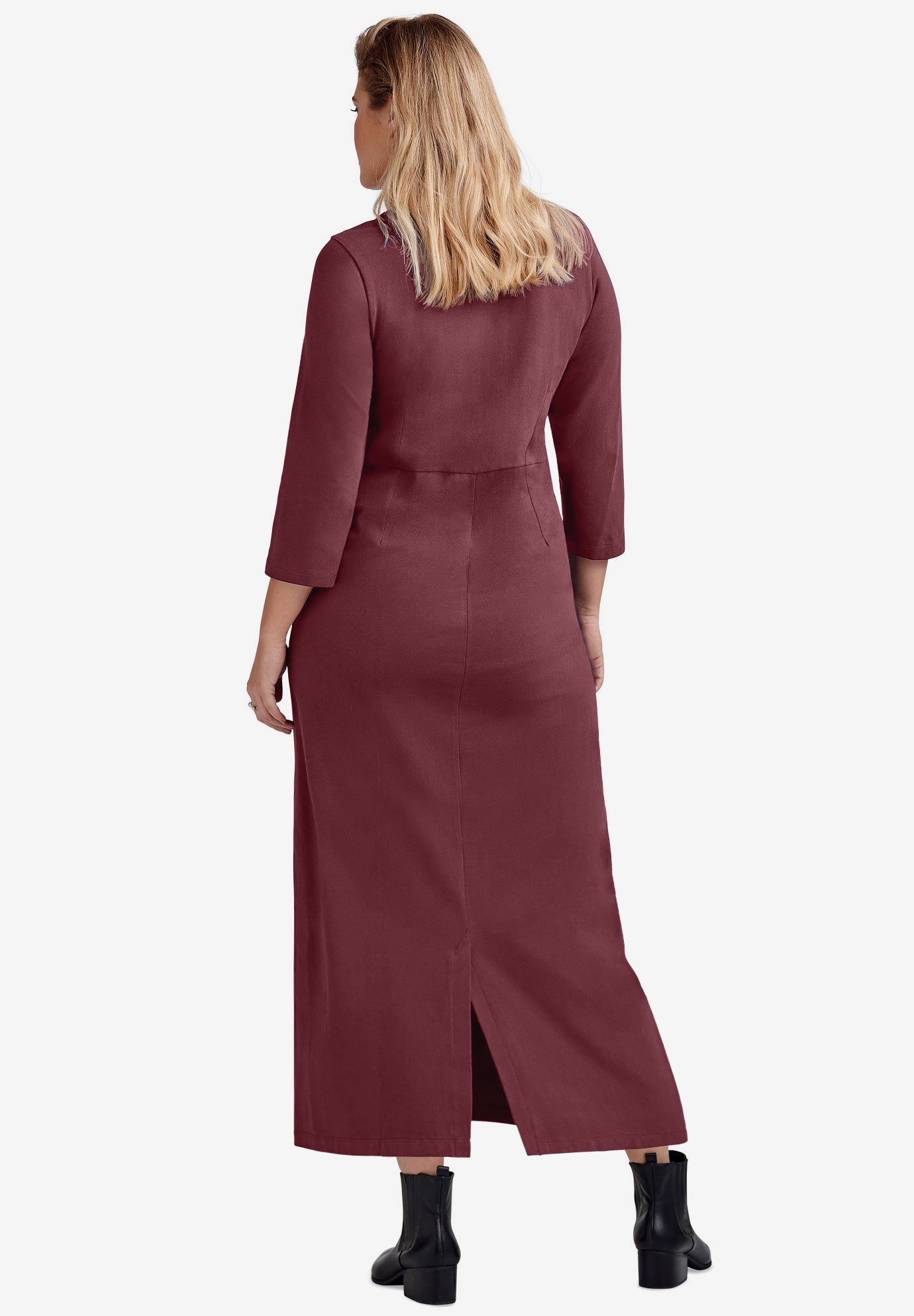Three-Quarter Sleeve Knit Maxi Dress image number 1