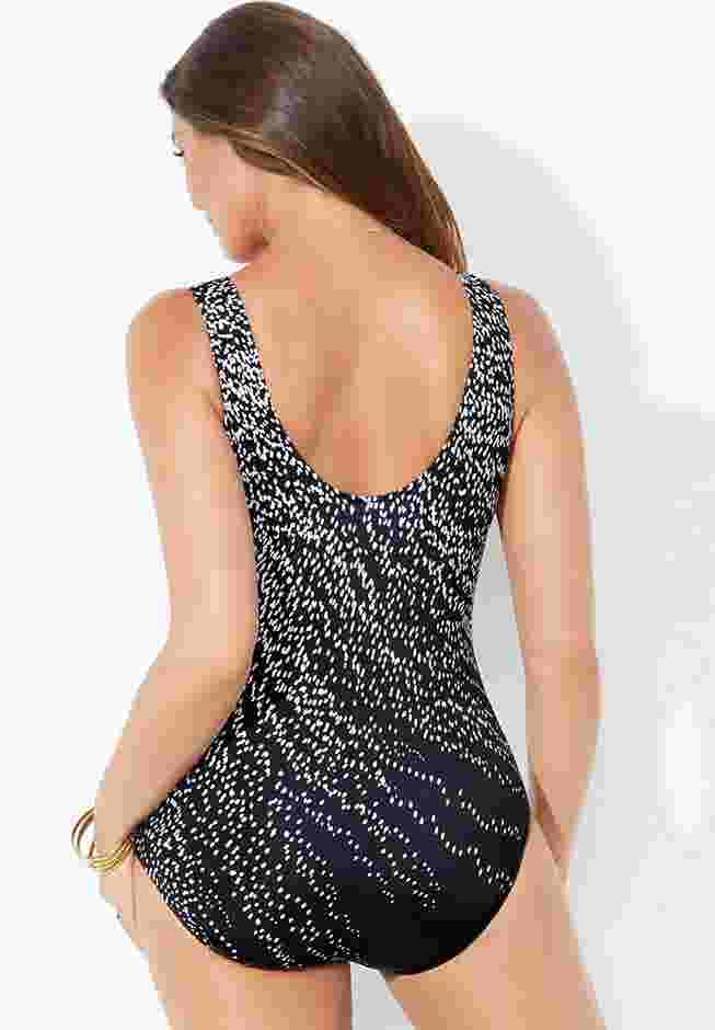 Dotted Sarong Front One Piece Swimsuit image number 5