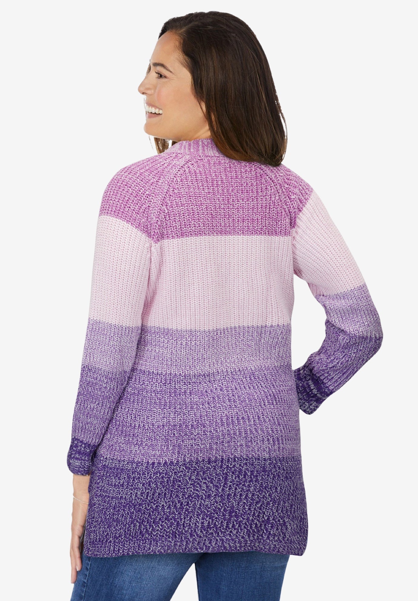 Ombre Shaker Cardigan Sweater image number 4