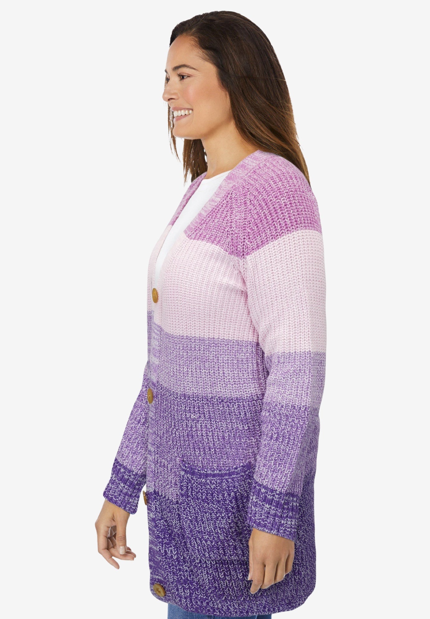 Ombre Shaker Cardigan Sweater image number 5