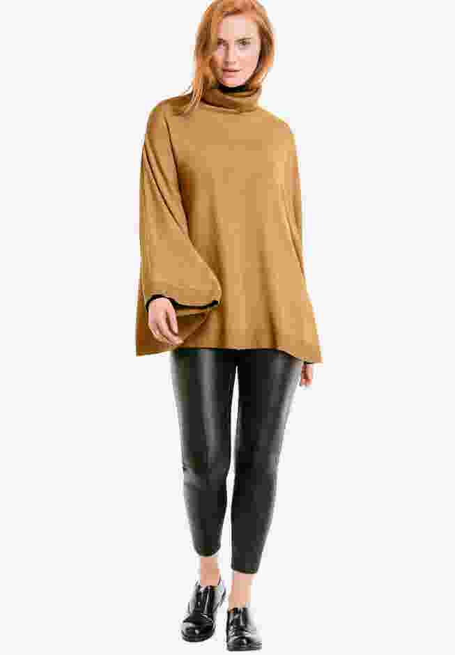 Turtleneck Poncho Sweater image number 1
