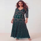 Plus Size Beaded V-Neck 3/4 Sleeve Sleeve Maxi Gown image number 0