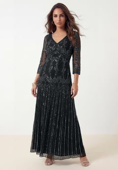 floor length chiffon dress Zapaka Women Purple Floral Printed Chiffon A-Line Prom Dress V-neck Long Sleeves Long Evening Dress ZAPAKA