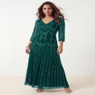Plus Size Beaded V-Neck 3/4 Sleeve Sleeve Maxi Gown image number 0