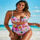 Underwire Tie Front Bandeau One Piece image number null