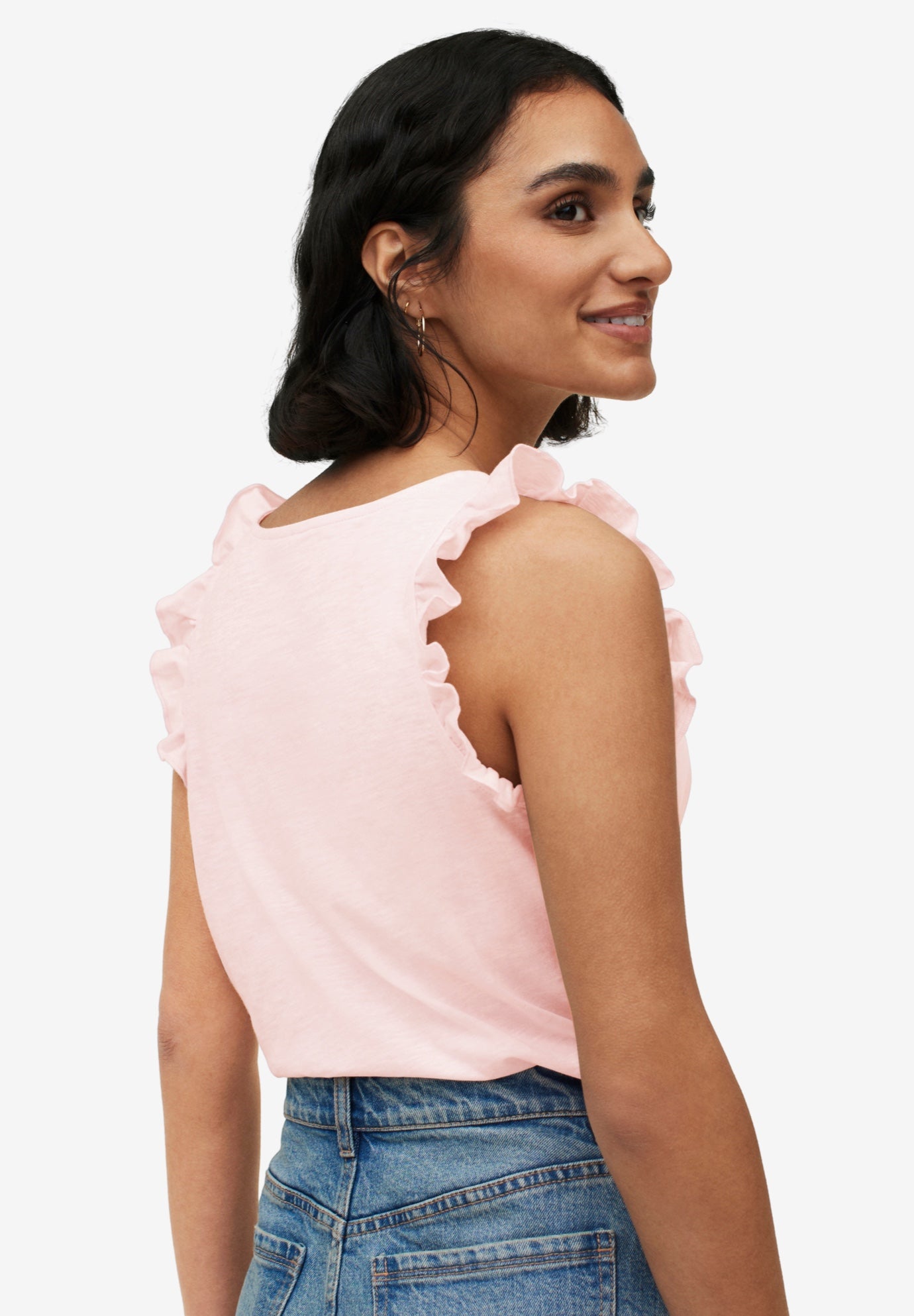 Button-Front Ruffle Sleeve Tank image number 1
