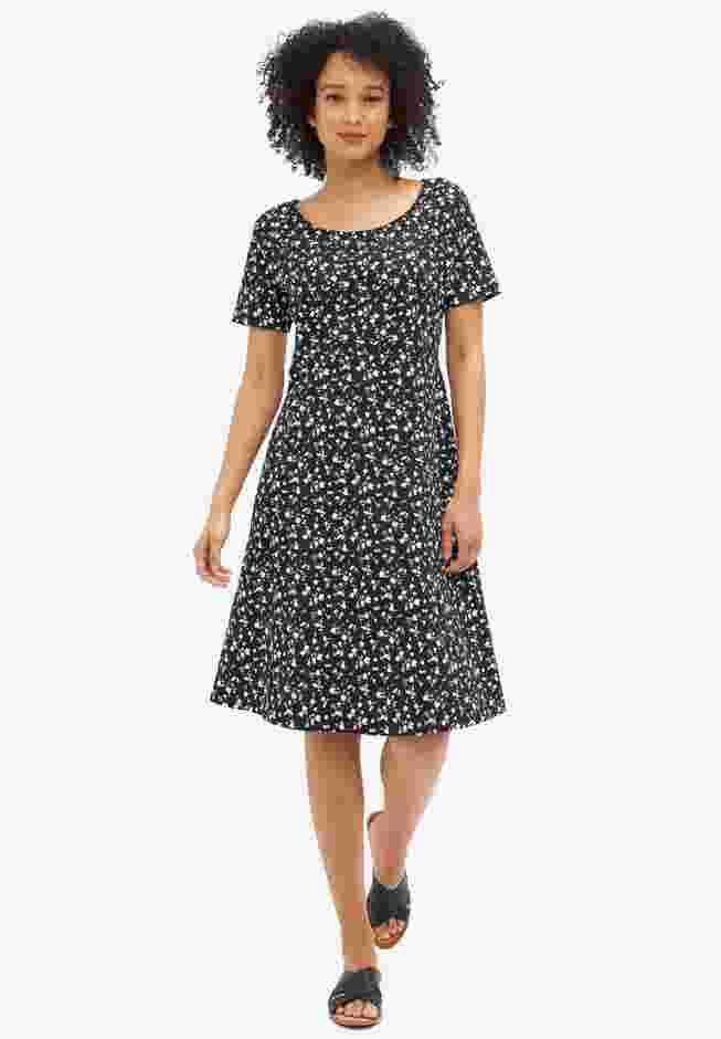 Short Sleeve Fit & Flare Knit Dress image number 0