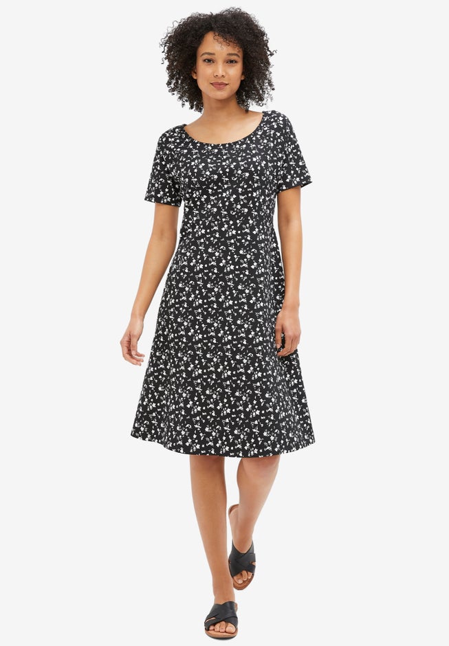 Short Sleeve Fit & Flare Knit Dress image number 0