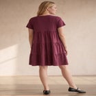 Cotton Spandex V-Neck Short Sleeve Tiered A-Line Dress image number null