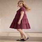 Cotton Spandex V-Neck Short Sleeve Tiered A-Line Dress image number null