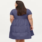 Cotton Spandex V-Neck Short Sleeve Tiered A-Line Dress image number null